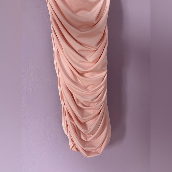 Mesh light pink midi dress, party/cocktail dress - Picture 3 of 7